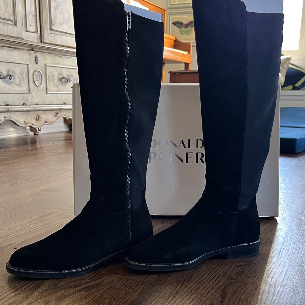 Donald J. Pliner Black Calf Suede Boots
